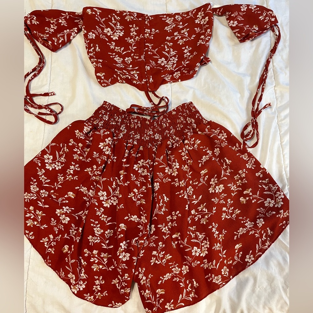 SHEIN; Size M; Red tie top and shorts